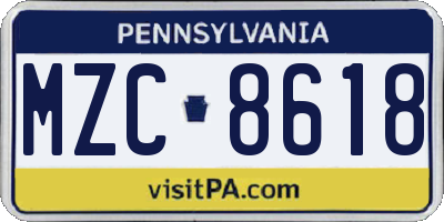 PA license plate MZC8618