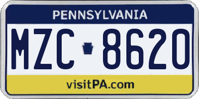 PA license plate MZC8620