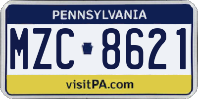 PA license plate MZC8621