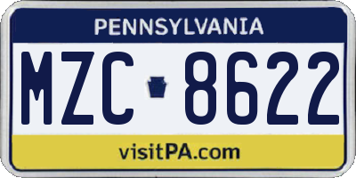 PA license plate MZC8622