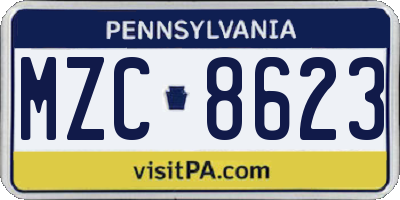 PA license plate MZC8623