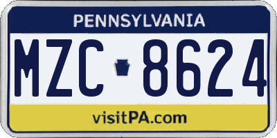 PA license plate MZC8624
