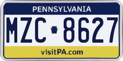 PA license plate MZC8627