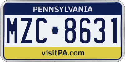 PA license plate MZC8631