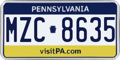 PA license plate MZC8635
