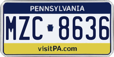 PA license plate MZC8636