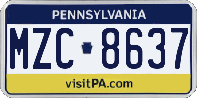 PA license plate MZC8637