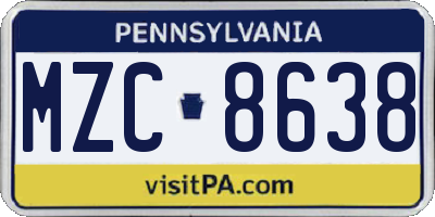 PA license plate MZC8638
