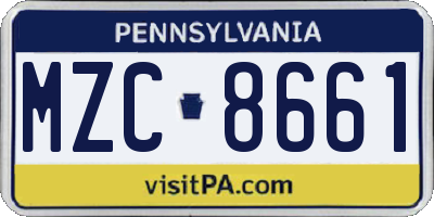 PA license plate MZC8661