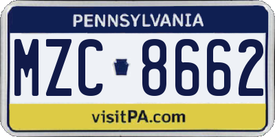 PA license plate MZC8662