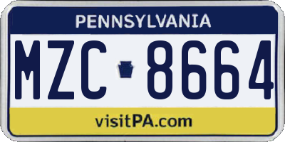 PA license plate MZC8664