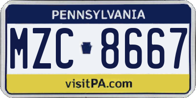PA license plate MZC8667
