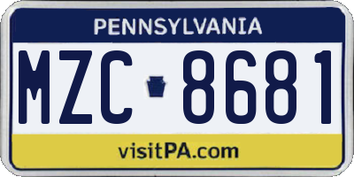 PA license plate MZC8681