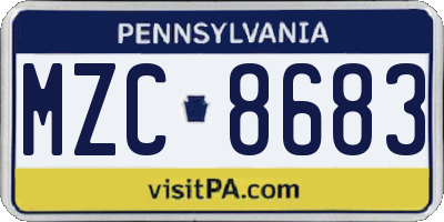 PA license plate MZC8683