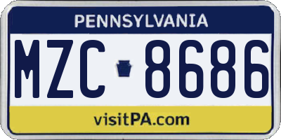 PA license plate MZC8686