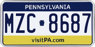 PA license plate MZC8687