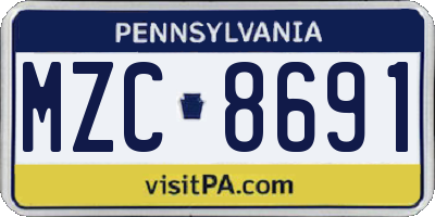 PA license plate MZC8691
