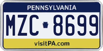 PA license plate MZC8699
