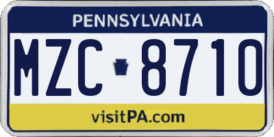 PA license plate MZC8710