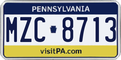 PA license plate MZC8713