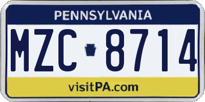 PA license plate MZC8714