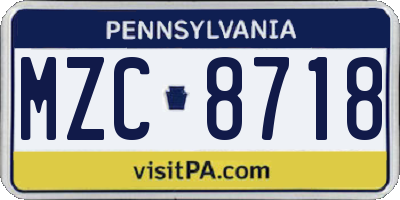 PA license plate MZC8718