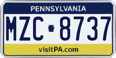 PA license plate MZC8737