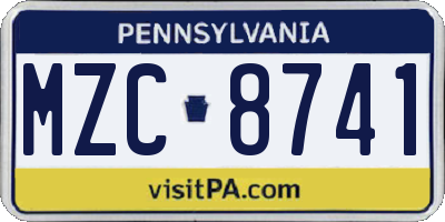 PA license plate MZC8741