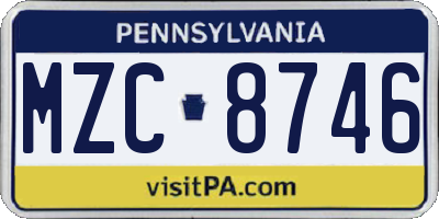 PA license plate MZC8746