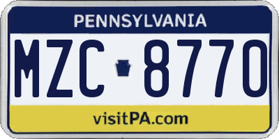 PA license plate MZC8770