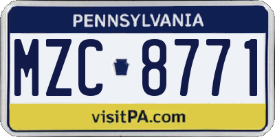 PA license plate MZC8771