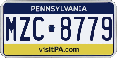 PA license plate MZC8779