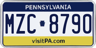 PA license plate MZC8790