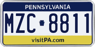 PA license plate MZC8811