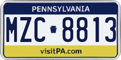 PA license plate MZC8813