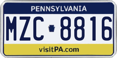 PA license plate MZC8816