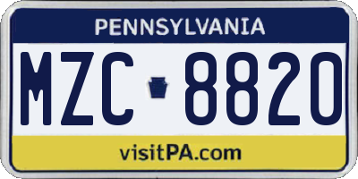 PA license plate MZC8820