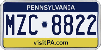 PA license plate MZC8822