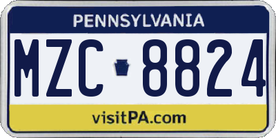 PA license plate MZC8824
