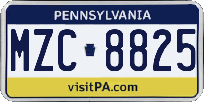 PA license plate MZC8825