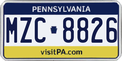 PA license plate MZC8826