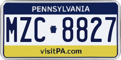 PA license plate MZC8827