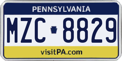PA license plate MZC8829