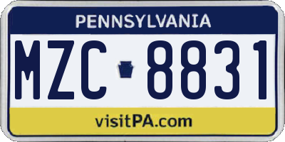 PA license plate MZC8831