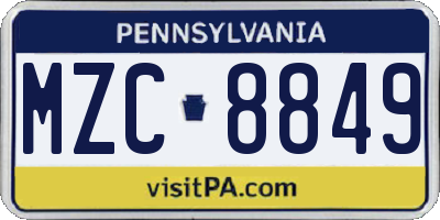 PA license plate MZC8849