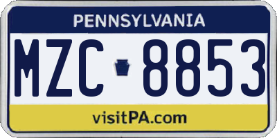 PA license plate MZC8853