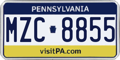 PA license plate MZC8855