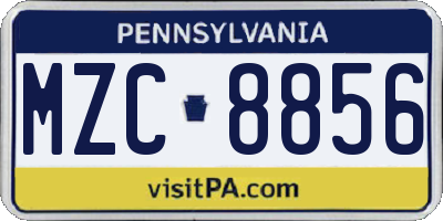 PA license plate MZC8856