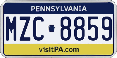 PA license plate MZC8859