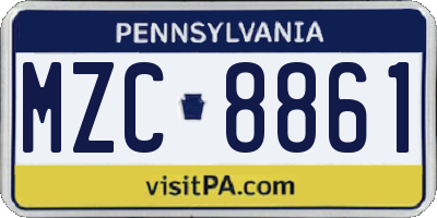 PA license plate MZC8861